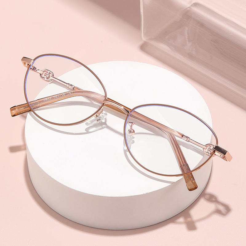 新しい超軽量小型フレーム老眼鏡、抗青色光痩身、ファッショナブルな老眼鏡、無地の楕円形の金属製のハイエンドメガネフレーム|undefined