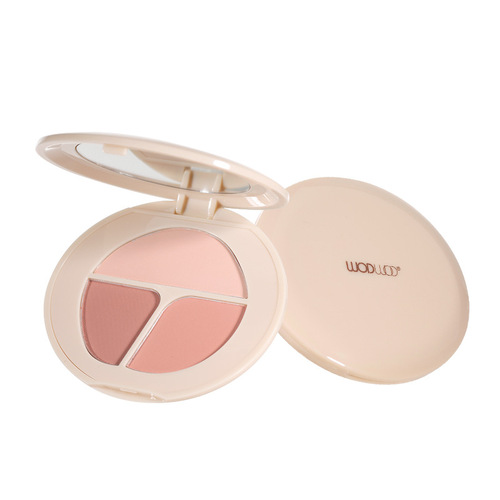 WODWOD soft matte glossy blush contouring palette, low saturation expansion color, naturally brightening and long-lasting three-color blush palette