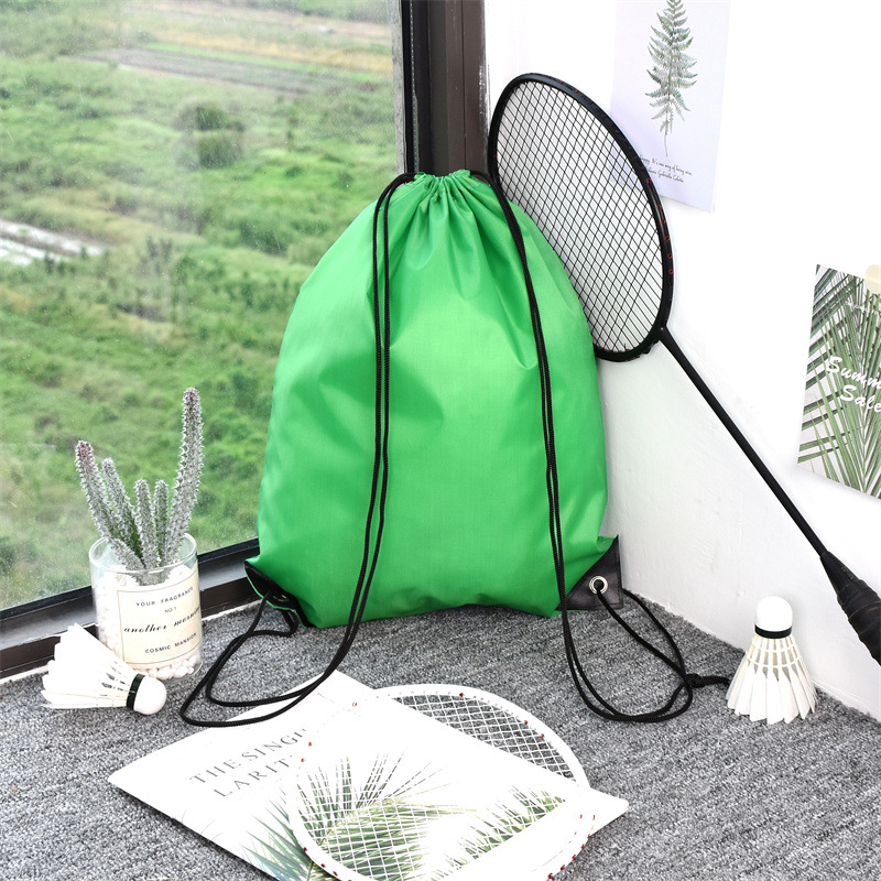 210d bolsa de cordón de poliéster Oxford mochila de cordón de tela en stock bolsa de publicidad de entrenamiento para estudiantes impresión personalizada