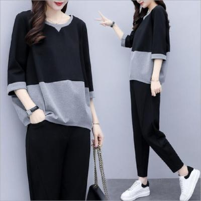 2025 Spring/Summer New Korean Style Fashion Loose Plus Size Two-Piece Casual Slimming Pants Set for Women 2025 Spring/Summer New Korean Style Fashion Loose Plus Size Two-Piece Casual Slimming Pants Set for Women