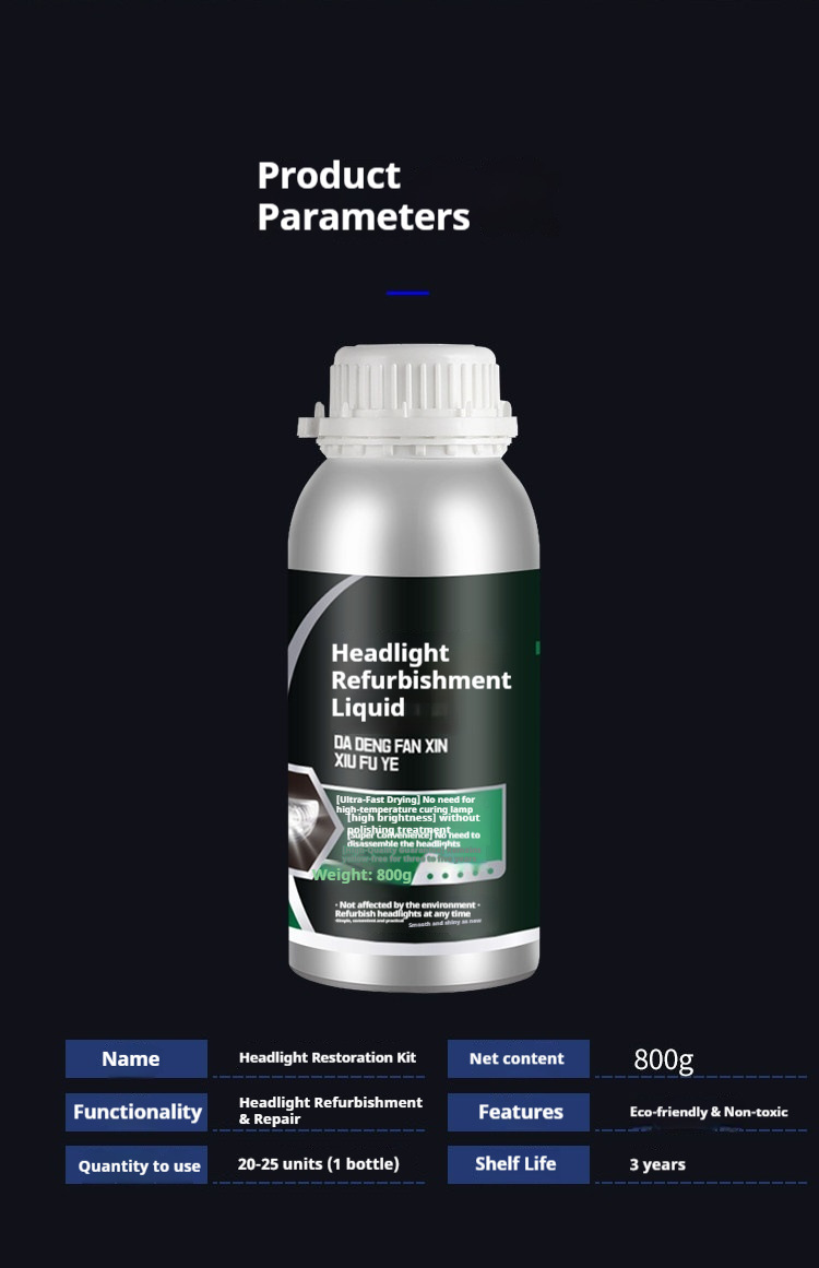 Cross-Border Special Supply Car Headlight Refurbishment Repair Fluid Tool Kit for Cleaning Scratches and Yellowing on Car Lights, Quick Brightening Coating