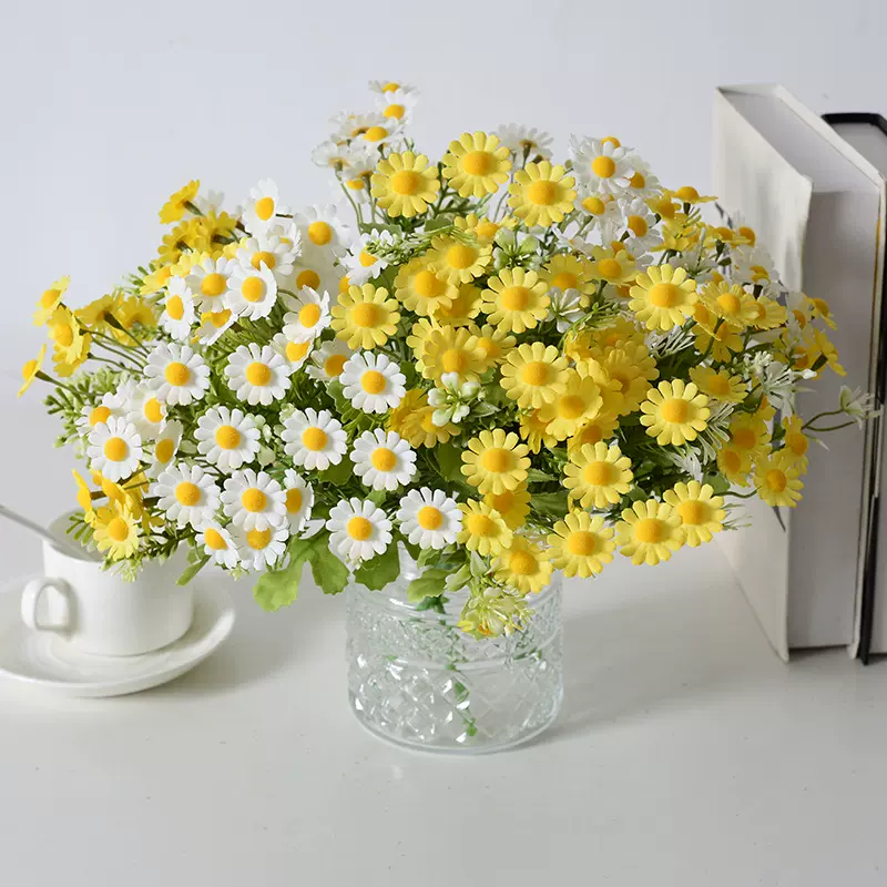 把束洋甘菊仿真花欧式餐桌小雏菊假花居家装饰小野菊绢花假花批发