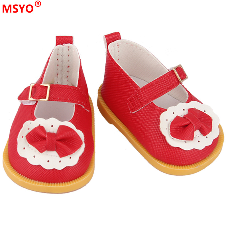 18 pulgadas American Girl muñeca zapatos 43cm muñeca lindo arco amor lentejuelas zapatos muñeca zapatos de lona