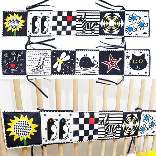 Cross-border new product baby visual black and white color training early education book newborn shape crib with BB device