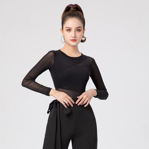 Dance practice clothing tops women's body dance clothing long-sleeved one-piece modern Latin classical Chinese dance training autumn