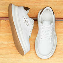厚底增高小白鞋圆头潮流商务休闲板鞋英伦羊皮内里百搭拼色运动鞋