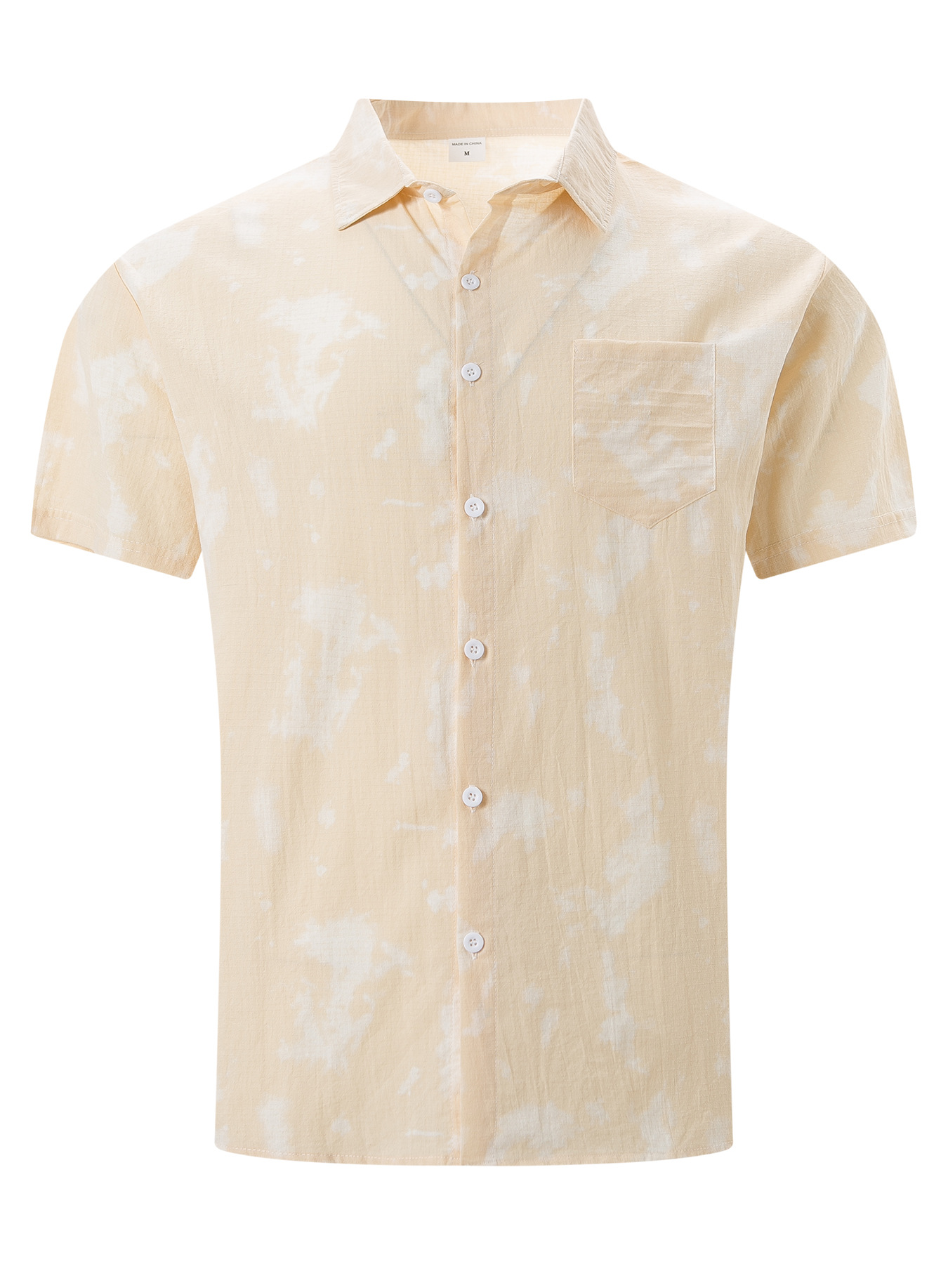 Einfarbiges Herrenhemd Mit Tie-dye Und Kurzem Arm Für Den Strand_voghion.com