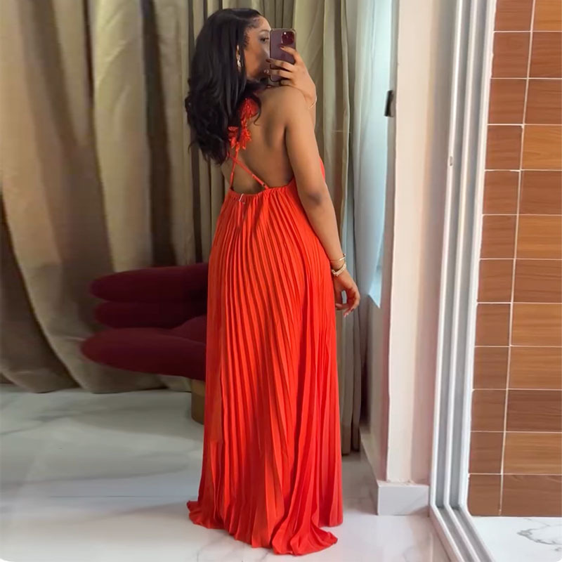 Sweetheart Neckline Backless Maxi Dress – Flowy Ruffled Sundress With Smocked Bust For Beach Vacations & Date Nights (Orange Red, S-Xxl)_ecoleips.com