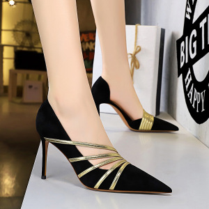 3165-5 in Europe and the sexy nightclub show thin shoes high-heeled shoes high heel with suede shallow mouth pointed hol