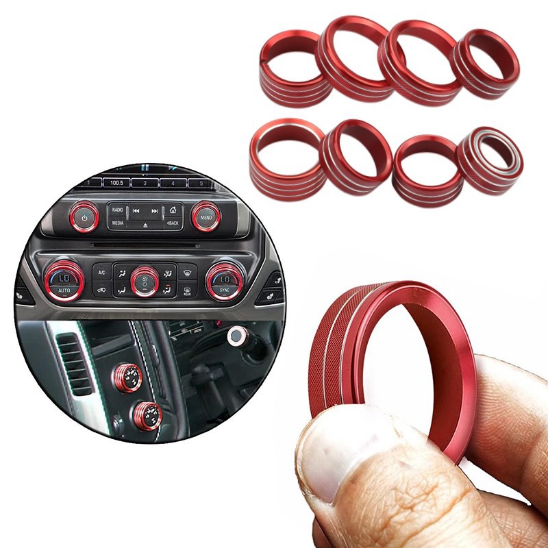Apto para anillos de perillas de aire acondicionado y audio de Chevrolet Silverado de 2014 a 2018, modificación interior de automóviles.