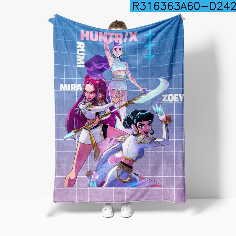 3D新款电影 K-POP 猎魔女团毛毯法兰绒毛毯亚马逊空调被毛毯|undefined