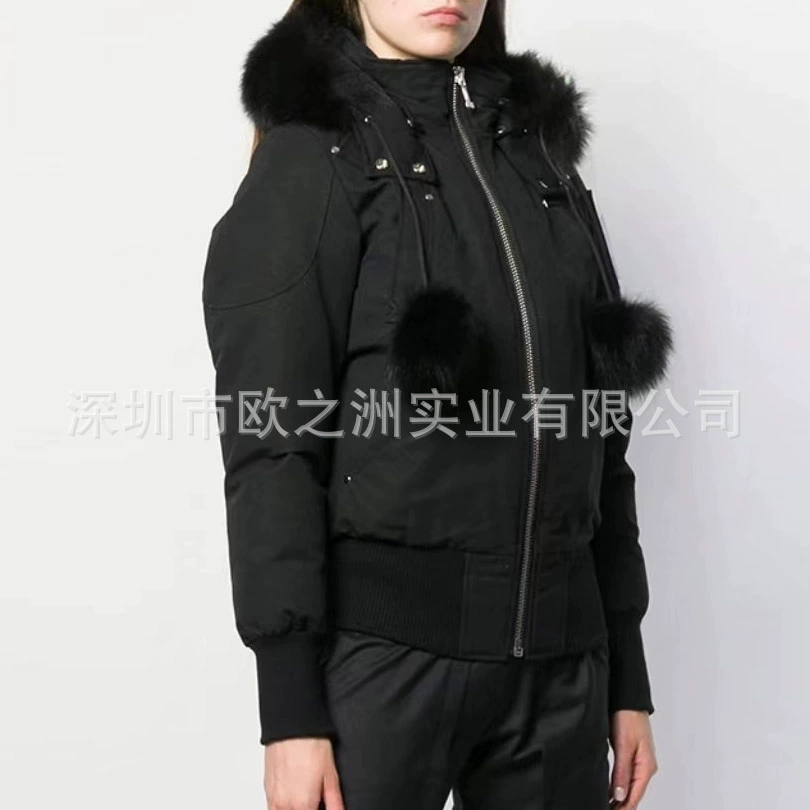 Пальмовый олень # Женская куртка-бомбер с меховым капюшоном Debi