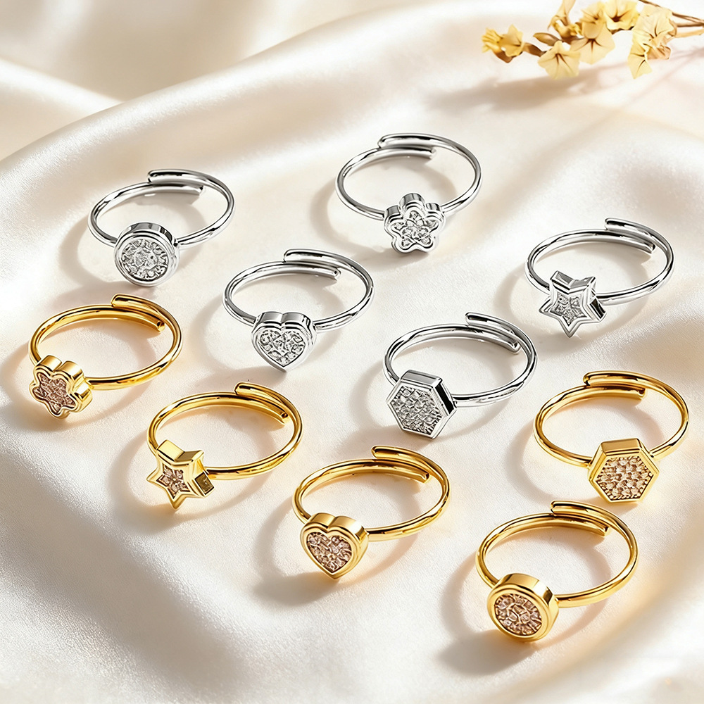 越境貿易新商品 ステンレスリング 丸型 六角形リング レディース ライトラグジュアリー 幾何学リング シンプル 高級