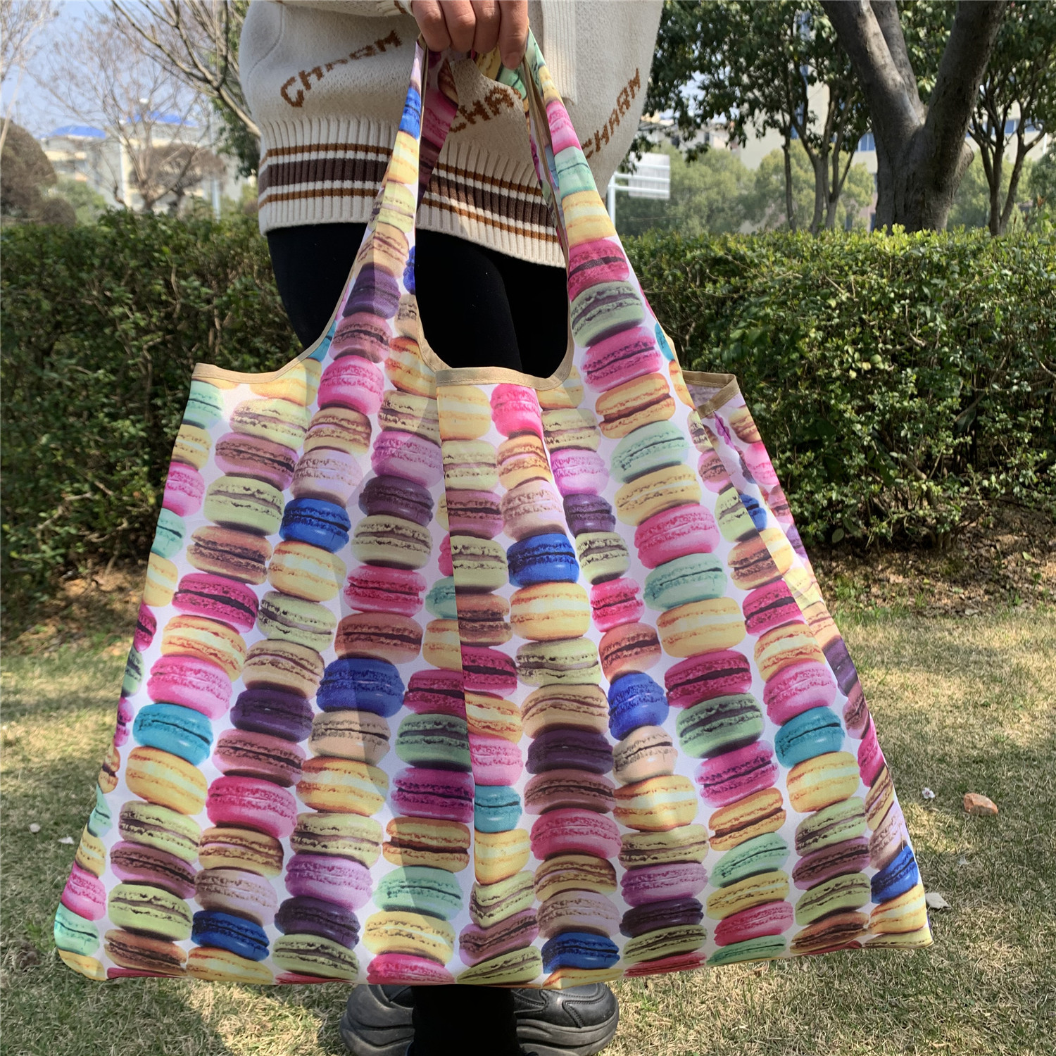 Bolsa de compras plegable de la protección del medio ambiente del paño de Oxford bolsa de almacenamiento portátil bolsa de supermercado grande bolsa de dibujos animados japonés