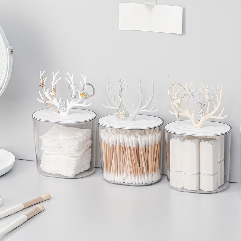 Patent Nordic INS desktop portable cotton swab cosmetic creative cute dustproof home supplies with lid storage box