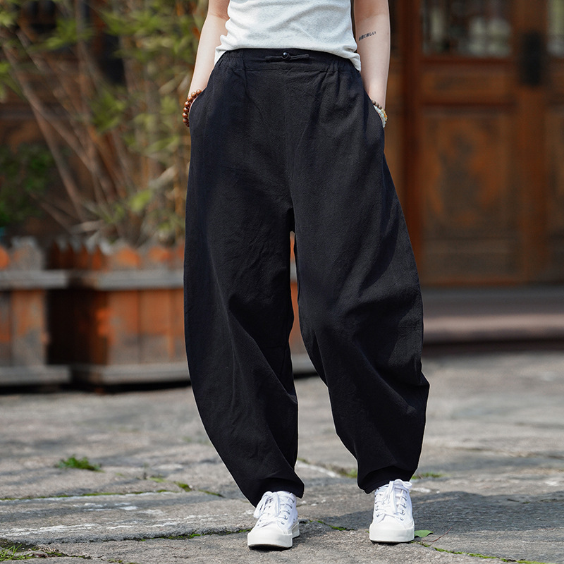 Chinese Style Linen Men's Pants Spring and Summer Thin Loose plus size Casual Trousers New Chinese Style Wide Leg Cotton and Linen Scimitar Pants Chinese Style Linen Men's Pants Spring and Summer Thin Loose plus size Casual Trousers New Chinese Style Wide Leg Cotton and Linen Scimitar Pants