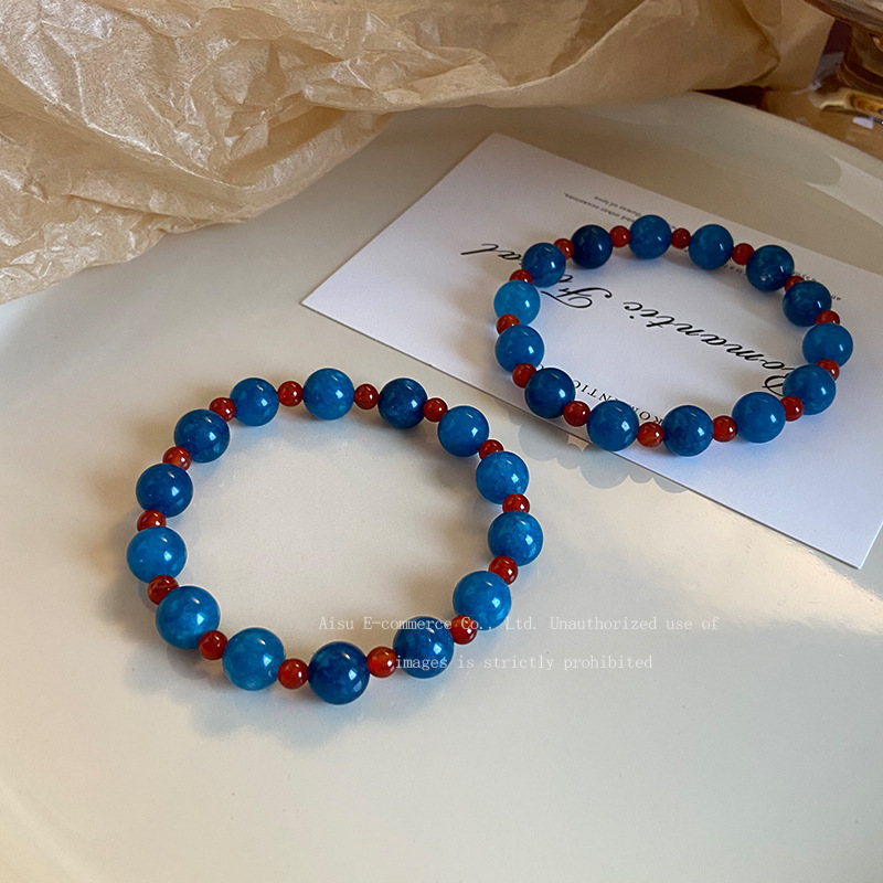 Yinqiestin [Lanyu Hongxia] Red Agate Apatite Bracelet Whitening New Chinese Style Stacking Temperament Niche Women