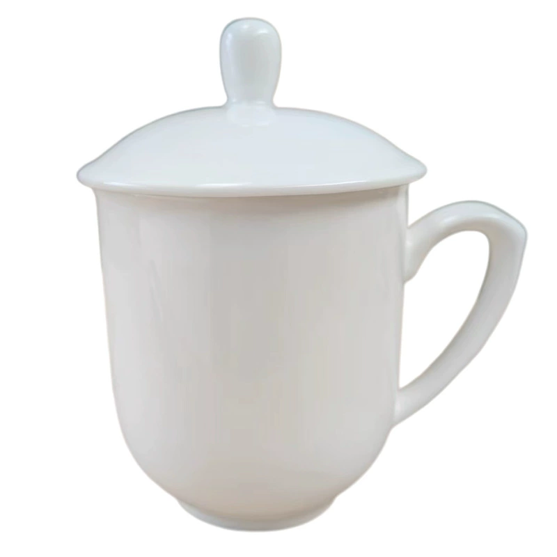 Синдзянь-фарфоровая чаша с крышкой из костяного фарфора Jingdezhen - чисто белая керамическая чашка для офиса, чайного домика