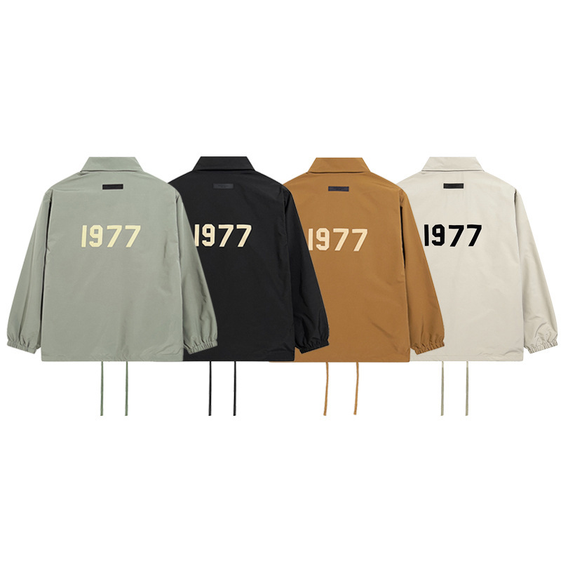 25Ss Cross-Border Trendy Brand Essentials Multi-Line Fog1977 Flocked Coach Jacket for Men and Women Ins High Street Jacket