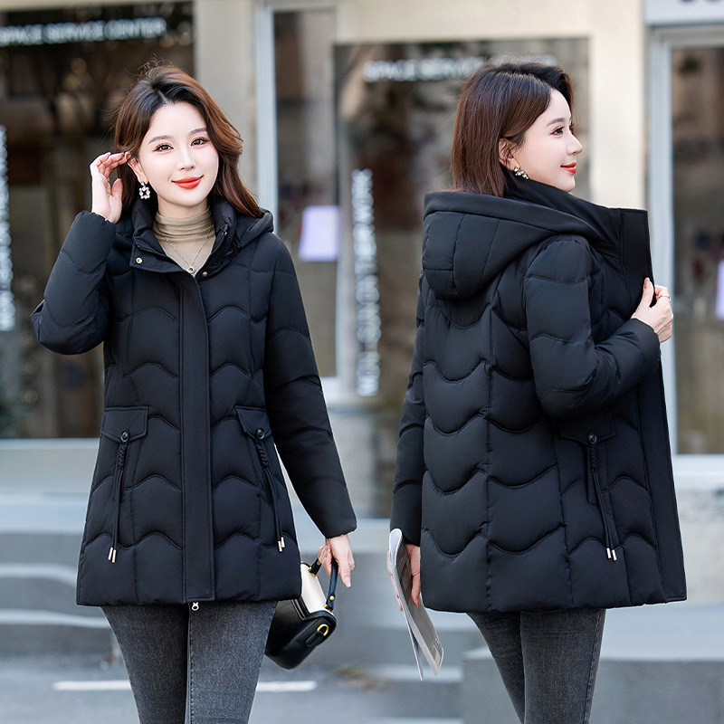 여성 겨울 탈부착 후드 롱 다운솜 패딩 보온 슬림핏 코튼 재킷