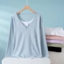 长袖v领宽松简约家居服