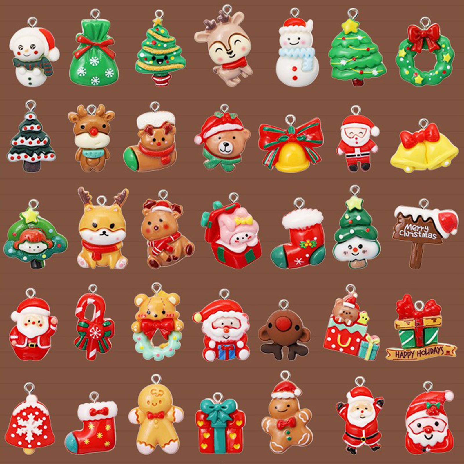 新款树脂圣诞diy饰配亮面红绿系列挂件饰品钥匙扣吊坠配件材料