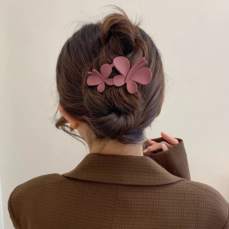 De alta calidad de mariposa horquilla hembra Cabeza trasera updo artefacto temperamento pinza de pelo marrón clip tocado