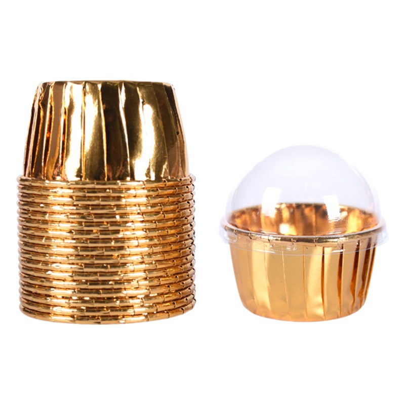 Comida de doble cara de oro taza de rollo recubierto taza de tamaño pequeño de alta temperatura resistente hornear taza desechable curling muffin taza titular de la taza