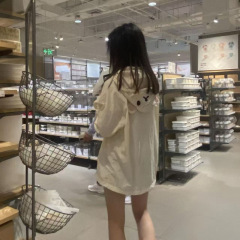 かわいい耳クマ日本製フード付き日焼け止め服女性のための 2025 新しい夏の抗 UV ルーズ薄手のジャケット