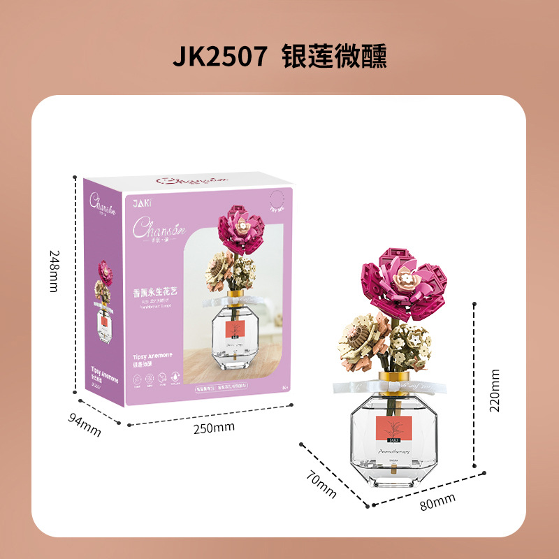 JAKI Jiaqi bloques de construcción suculenta olla montaje decoración interior simulación flor planta juguete lindo regalo la muchacha