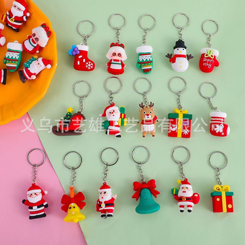 Nuevo cruzado de Navidad llavero colgante muñeca de Papá Noel bolsas de coches colgando joyas regalos de Navidad árbol