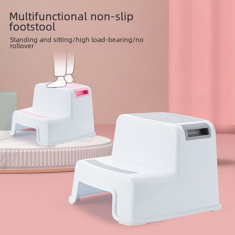 Double-layer thickened children's stool baby wash anti-slip plastic step stool heightening step stool 