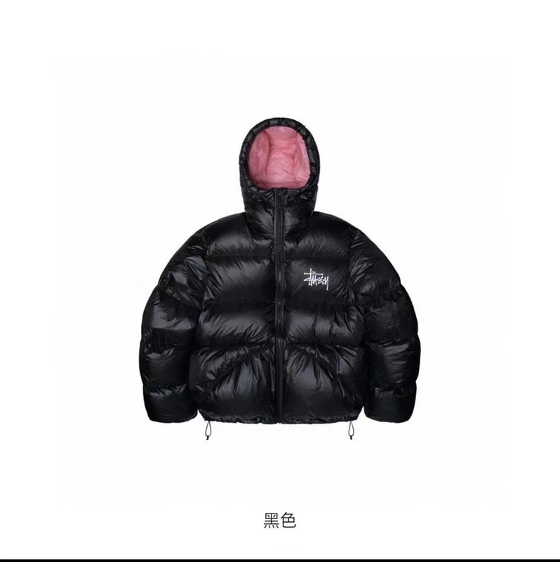 跨境高品 STU美式90白鸭绒保暖连帽面包羽绒服情侣宽松时尚外套潮|undefined