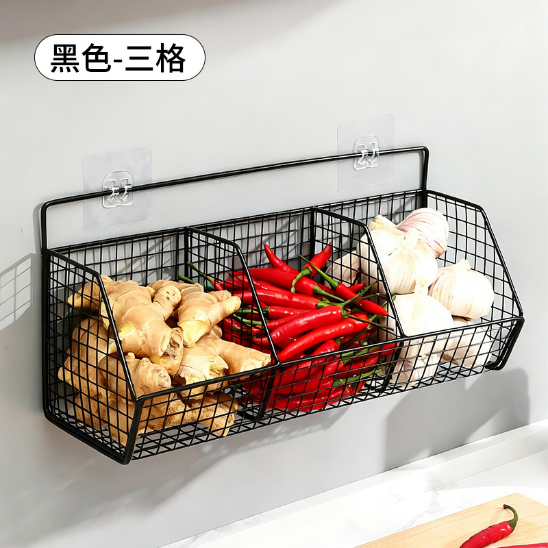壁挂置物篮生姜收纳筐收纳架葱姜蒜挂墙食物盒厨房放蒜头大蒜神器