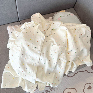 Pajamas Women's Summer Clouds Cotton 2024 New Sweet Cute Cardigan Casual Short Sleeve Shorts Home Clothes suit