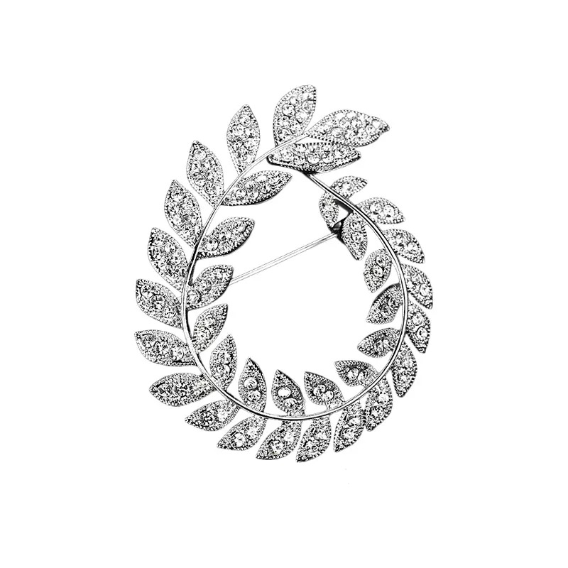 Spilla in strass ramoscello d olivo elegante spilletta per giacca_voghion.com
