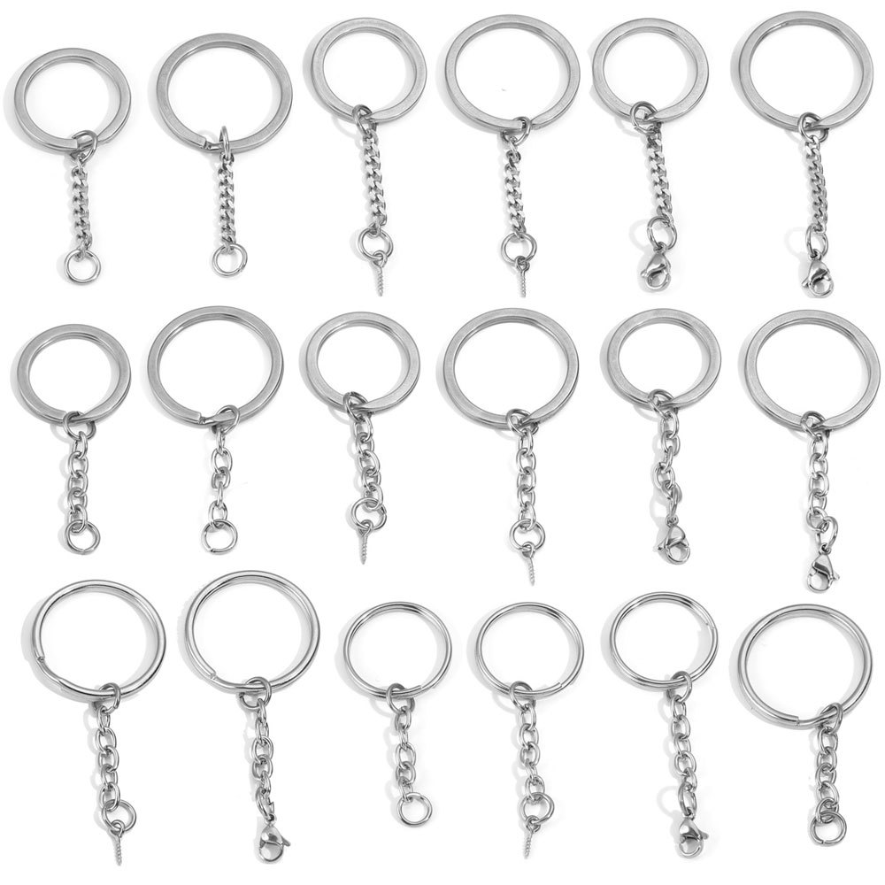 5 PCS/Package 25*35mm 30*35mm Stainless Steel Solid Color Polished Keychain Accessories display picture 1