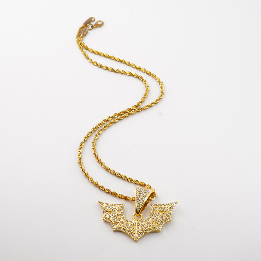 Collar de Moda con Colgante de Murciélago Retro Nuevo Estilo Europeo y Americano, Collar Trenzado de 3 mm, Joyería Moderna, Versátil y con Personalidad