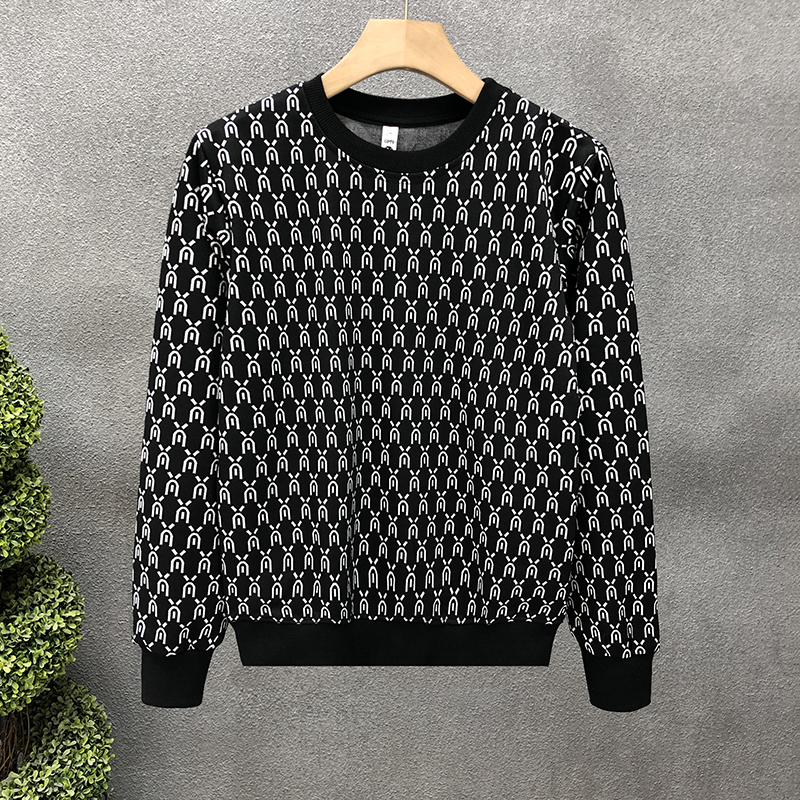 Luxury Printed Sweatshirt Men's Spring Autumn Trendy Brand Slim Long Sleeve Shirt 2024 New Men's Bottoming Shirt Top_voghion.com