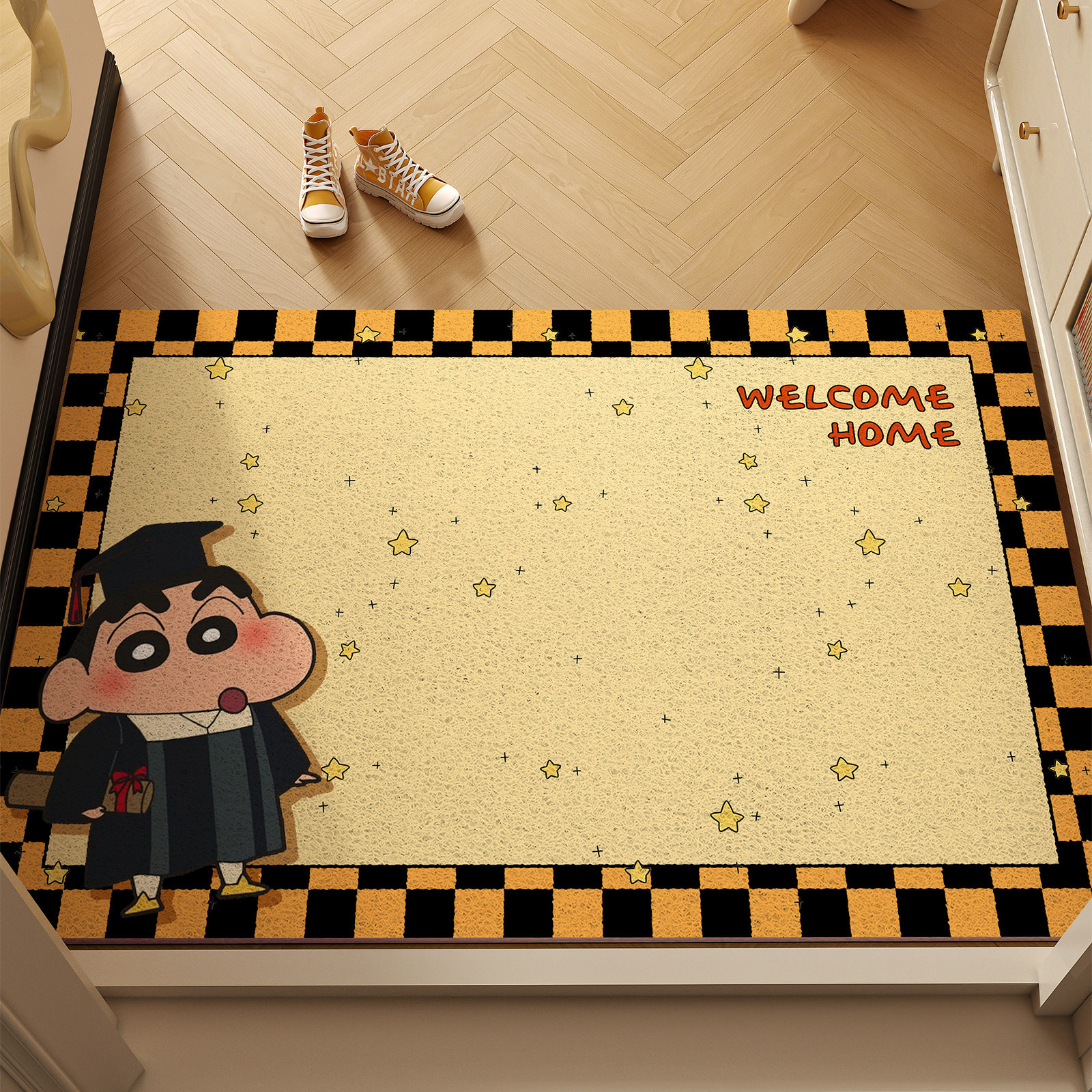 Retro Puppy Entrance Door Mat, Cartoon Silk Loop Floor Mat, Foyer Entrance Foot Mat, Dust Removal Mat, Indoor and Outdoor Entrance Mat