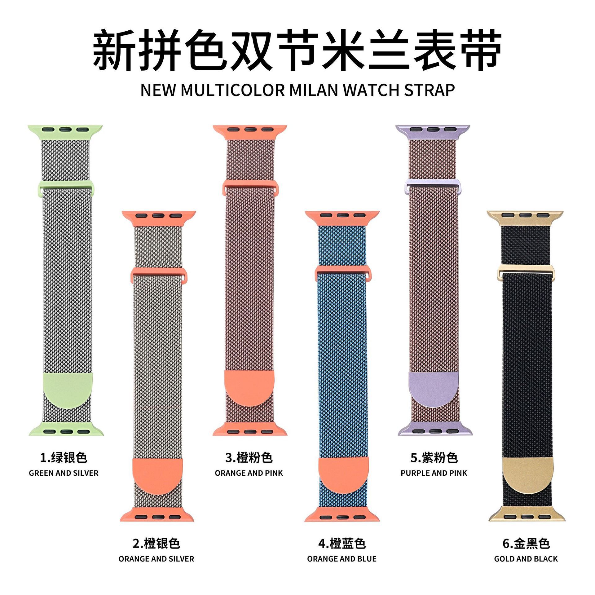 Suitable for Apple Watch Double-Second Milan Color Block Metal Band…