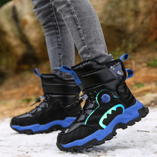 Children's Snow Boots Winter Middle and Big Children's Non-slip Waterproof fleece-lined Thickened Warm Northeast Cold-resistant Mountaineering Shoes for Foreign Trade