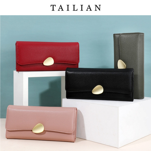 Tailian women's wallet classic pebbled tri-fold wallet women's handbag long women's handbag purse