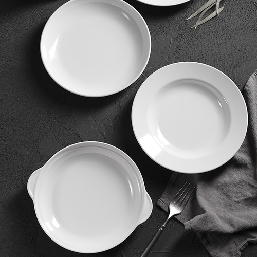 A5 melamine white round deep plate soup plate restaurant hotel commercial imitation porcelain plastic double ear abalone plate stir-fry plate 