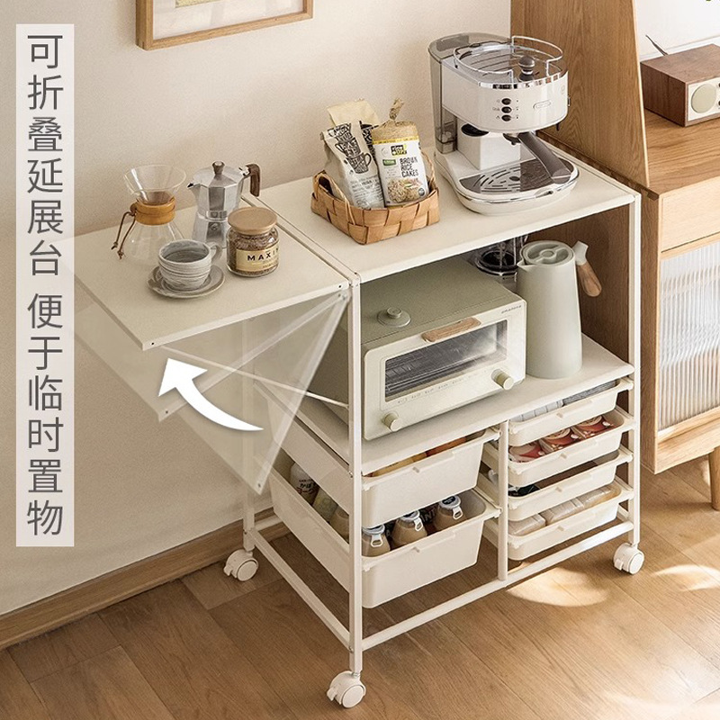 Multi-layer sideboard kitchen storage rack floor multi-functional movable trolley living room storage cabinet home organization stand