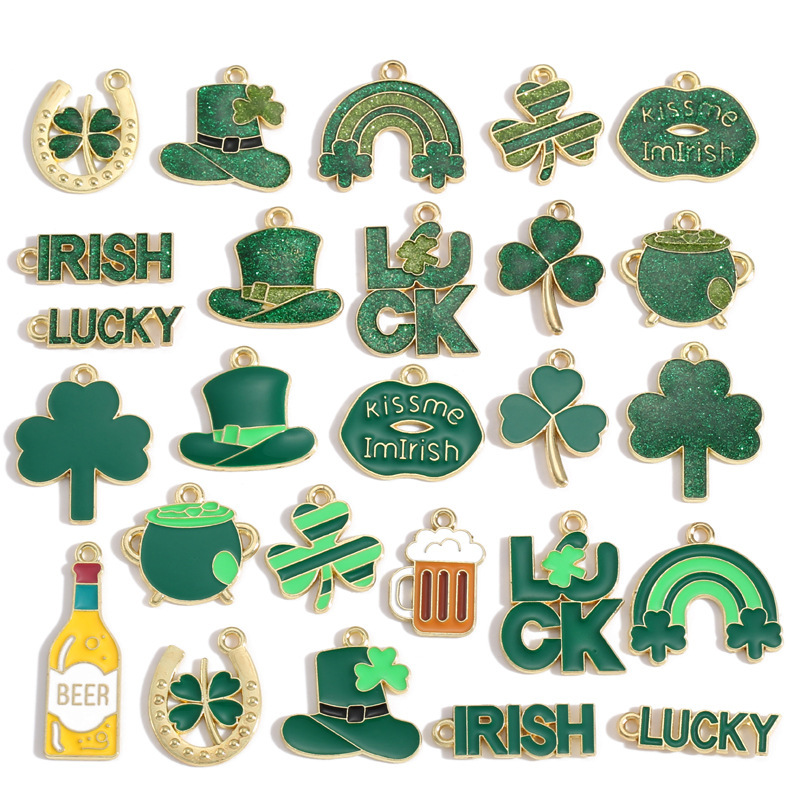Oil-Drip Clover Hat Lip Rainbow Green Series Alloy Jewelry Accessories DIY Necklace Bracelet Pendant Oil-Drip Clover Hat Lip Rainbow Green Series Alloy Jewelry Accessories DIY Necklace Bracelet Pendant