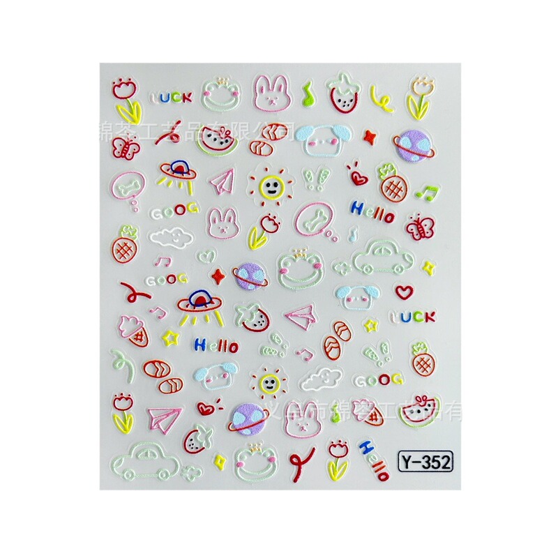 グラデーションスマッジフレンチマニキュアステッカー 5d エンボスガラス蝶花落書きネイルステッカー立体粘着|undefined