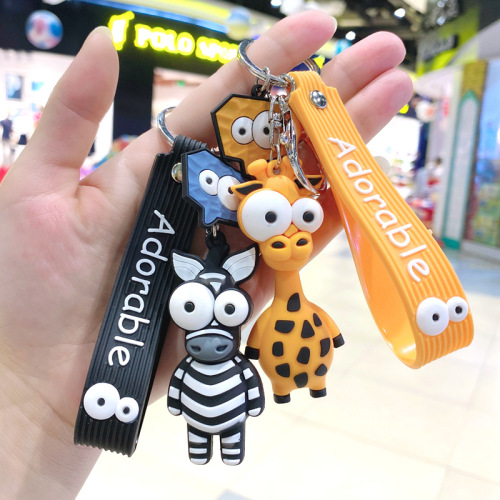 Cartoon animal giraffe keychain car key chain ring creative school bag pendant pendant cute gift wholesale