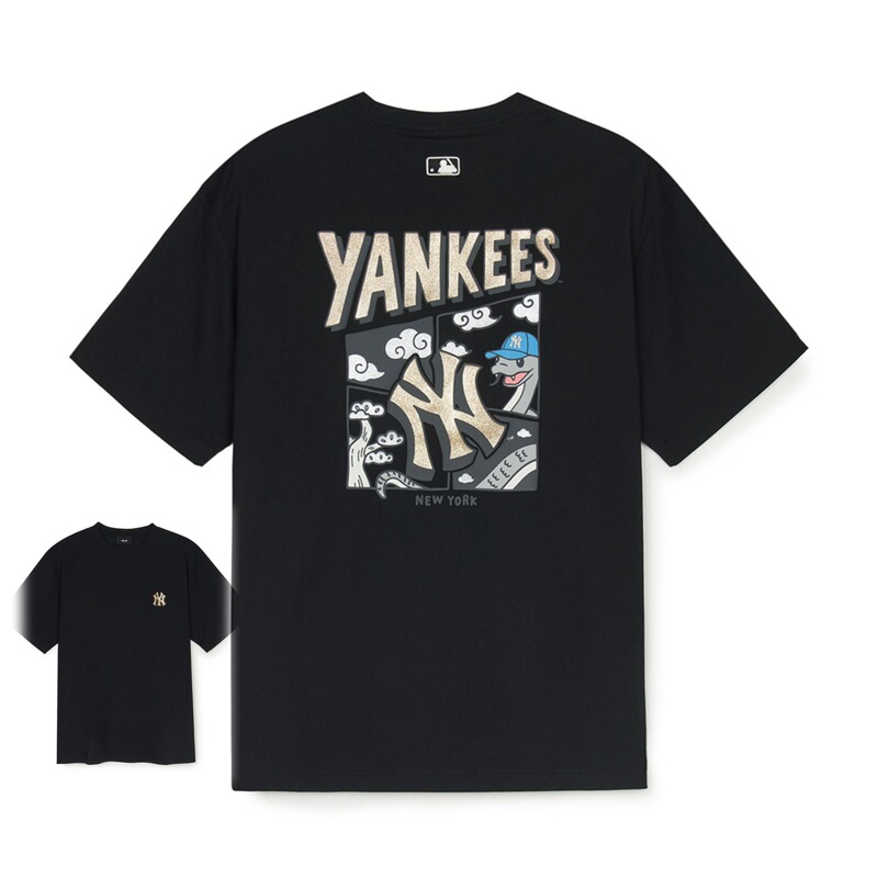 クロスボーダー MLB&NY ベーシックプリント高品質レディース T メンズ半袖コレクション共同ブランドの純綿通気性ボトリングシャツ|undefined