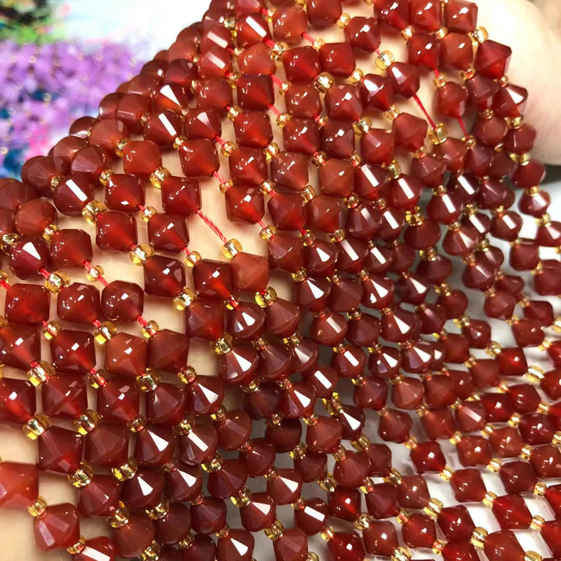 8*8mm Natural Red Agate Diamond-Cut Ufo Beads Semi-Finished DIY Loose Beads Accessories Jewelry Accessories 8*8mm Natural Red Agate Diamond-Cut Ufo Beads Semi-Finished DIY Loose Beads Accessories Jewelry Accessories